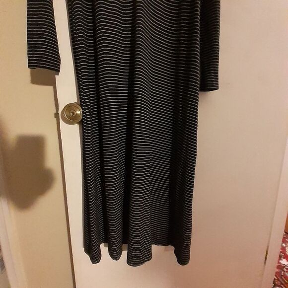Who what wear dress black white striped dress large l casual soft rayon stretchy - Picture 6 of 7